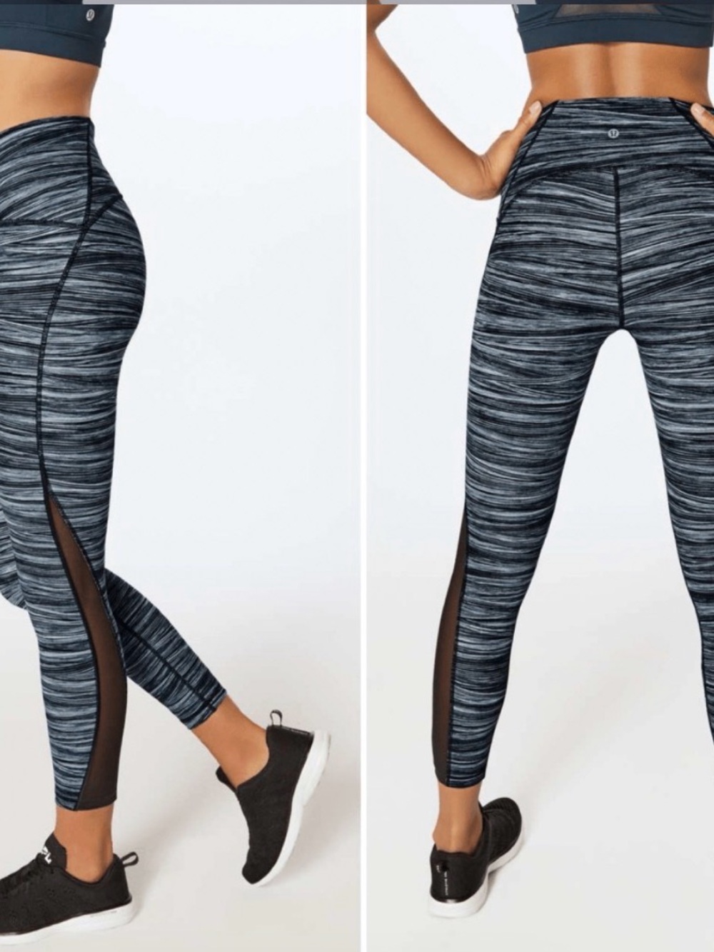 lululemon athletica Black Space-Dye High-Waist Leggings with Mesh Panels